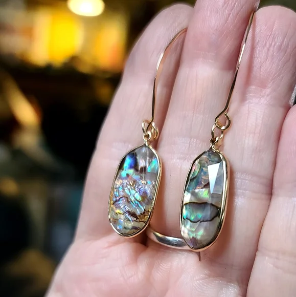 Abalone 14k gold handmade earrings - Picture 9 of 9
